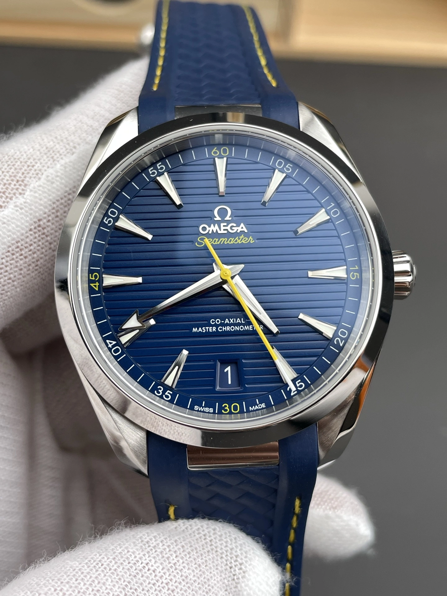 CBD Factory Omega Seamaster Aqua Terra 150M 41mm Blue Dial Yellow Accents (220.12.41.21.03.009) 1:1 Super Clone – DD8900 Movement BestValue 263